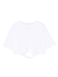 Douuod Kids t-shirt crop à taille nouée - Blanc