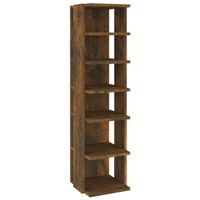 The Living Store Schoenenrek - Gerookt Eiken - 27.5x27x102 cm - 6 schappen