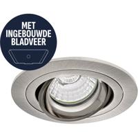 Spot Armatuur GU10 - Pragmi Motion - GU10 Inbouwspot met Bladveren - Rond - Kantelbaar - Nikkel - Aluminium - Ø92mm