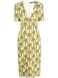 Roberto Cavalli robe mi-longue à imprimé palmier - Tons neutres