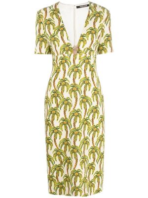 Roberto Cavalli robe mi-longue à imprimé palmier - Tons neutres
