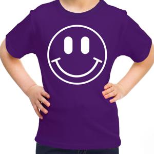 Verkleed T-shirt voor meisjes - Smile Emoticon - paars - carnaval - feestkleding voor kinderen