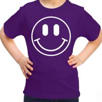 Verkleed T-shirt voor meisjes - Smile Emoticon - paars - carnaval - feestkleding voor kinderen - thumbnail