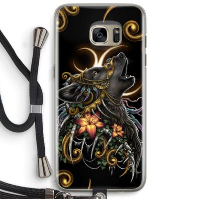 Huilende Wolf: Samsung Galaxy S7 Edge Transparant Hoesje met koord