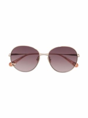 Chloé Kids lunettes de soleil à monture ronde - Or