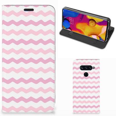 LG V40 Thinq | Hoesje met Magneet | Waves Roze