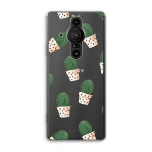 Cactusprint roze: Sony Xperia Pro-I Transparant Hoesje