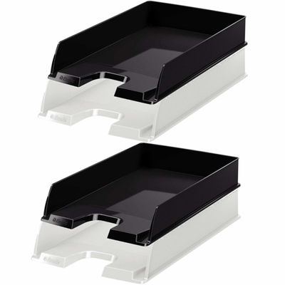 Esselte brievenbakjes set van 4x zwart en 4x wit in A4 formaat