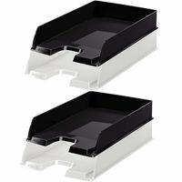 Esselte brievenbakjes set van 4x zwart en 4x wit in A4 formaat
