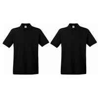 2-Pack maat M zwart poloshirt / polo t-shirt premium van katoen voor heren - thumbnail