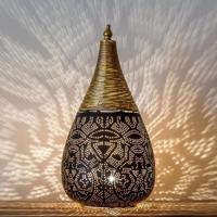 Marokkaanse hanglamp &apos;Nina&apos; zwart goud E14 fitting filigrain 21cmm
