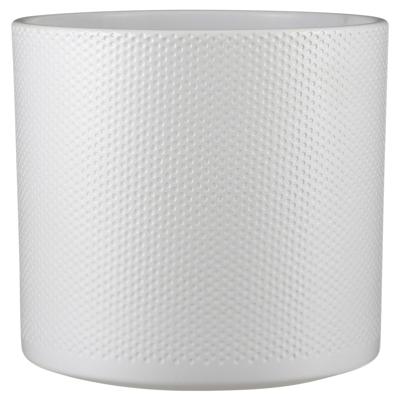 Mica Decorations Bloempot - wit - relief - keramiek - D26 x H28 cm - plantenpotten binnen
