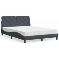 Bed met matras fluweel donkergrijs 140x190 cm