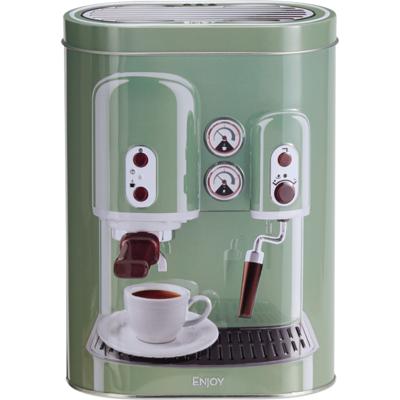 Koffie bewaarblik - metaal - retro koffiemachine groen - 13x8x19 cm - cups/bonen/filterkoffie Koffie bewaarblik - metaal - retro koffiemachine groen - 13x8x19 cm - cups/bonen/filterkoffie