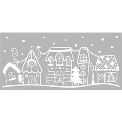 Kerst raamstickers Witte huisjes - vel van 23 x 49 cm - raamdecoratie