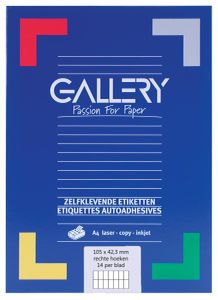 Gallery witte etiketten ft 105 x 42,3 mm (b x h), rechte hoeken, doos van 1.400 etiketten