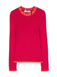 MSGM Kids pull en intarsia à design nervuré - Rose