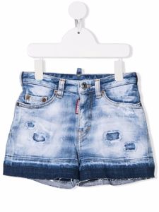 DSQUARED2 KIDS short en jean à effet délavé - Bleu