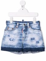 DSQUARED2 KIDS short en jean à effet délavé - Bleu