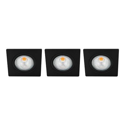Set 3x Bella Ondiepe LED spot kantelbaar 5Watt vierkant ZWART dimbaar