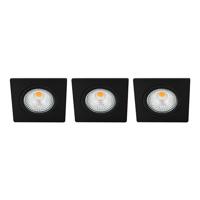 Set 3x Bella Ondiepe LED spot kantelbaar 5Watt vierkant ZWART dimbaar
