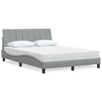 Bed met matras "Hanko" stof lichtgrijs 140x190 cm
