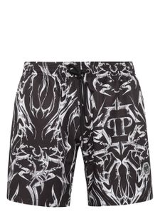 Philipp Plein short de bain à logo imprimé - Noir