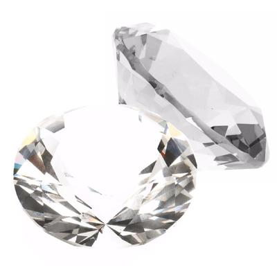 Namaak/nep edelstenen - 2x - diamant - transparant - 5 cm - van glas