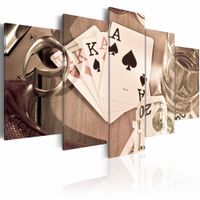 Schilderij - Poker nacht, 5 luik, Sepia, 2 maten, Premium print - thumbnail