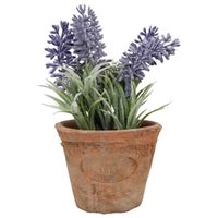 Kunstplant lavendel in terracotta pot 15 cm - thumbnail