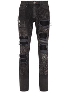 Philipp Plein jean skinny à effet délavé - Noir