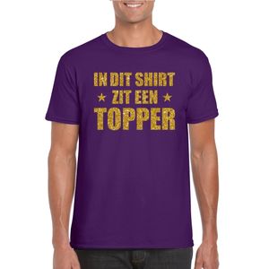 In dit shirt zit een Topper in gouden glitters t-shirt heren paars