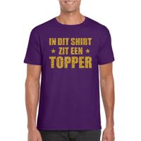 In dit shirt zit een Topper in gouden glitters t-shirt heren paars - thumbnail