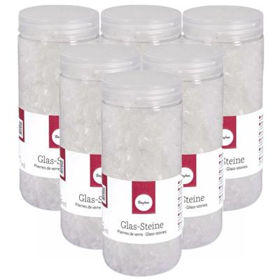 Rayher decoratie steentjes - 5x potje - glas - transparant - 475 ml - bloempotten/vazen