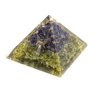 Orgonite Piramide Peridoot/ Amethist - Engel Raphael - (70 mm)