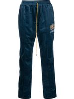 RHUDE pantalon de jogging en velours à logo brodé - Bleu