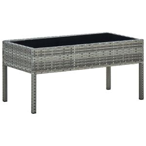 Tuintafel 75x40x37 cm poly rattan grijs