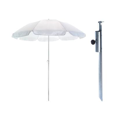 Parasol met metalen grondharing - wit - polyester - Dia 145 cm - verstelbaar