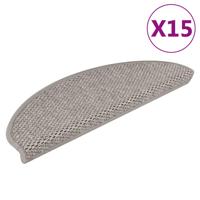 Trapmatten zelfklevend 15 st sisal-look 65x21x4cm zilverkleurig