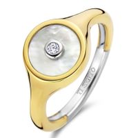 TI SENTO-Milano 12296MW Ring zilver-parelmoer-zirconia zilver-en goudkleurig-wit