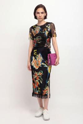 Slim fit midi-rok met print - BLACK - M Slim fit midi-rok met print - BLACK - M