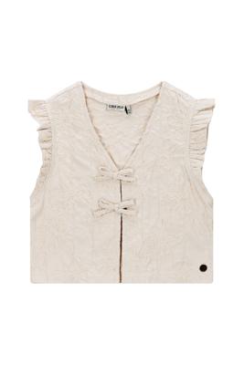 Like Flo winter gilet meisjes - beige - Dia - nep strik sluiting