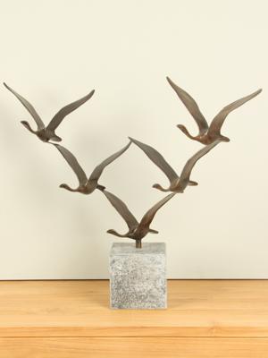5 bronzen zwanen