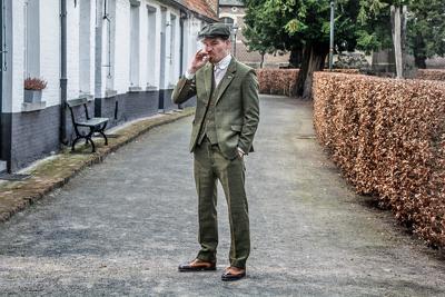 Maatpak Voor Heren | 3-delig Pak | Olijfgroen Windowpane Tweed | Michael Gray | Peaky Blinders | Peaky Blinders