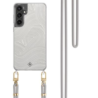 Samsung Galaxy S24 FE hoesje met grijs koord - Abstract waves