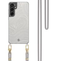 Samsung Galaxy S24 FE hoesje met grijs koord - Abstract waves Samsung Galaxy S24 FE hoesje met grijs koord - Abstract waves