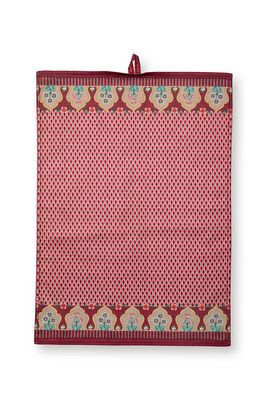 Pip Studio Flower Festival Theedoek Rood/Donkerroze