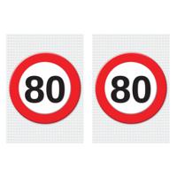 Verjaardag deurposter - 2x - 80 jaar - stopbord - 59 x 84 cm - leeftijd feestartikelen Verjaardag deurposter - 2x - 80 jaar - stopbord - 59 x 84 cm - leeftijd feestartikelen