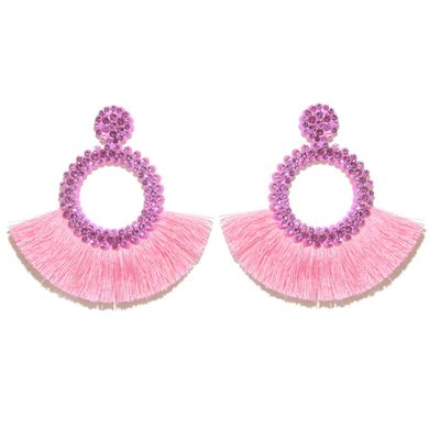 Fringe Oorbellen met Roze Strass van Cilla Jewels Fringe Oorbellen met Roze Strass van Cilla Jewels