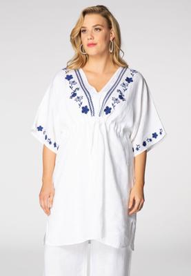 Yoek Blouse embroidered | Wit | Maat 46/48